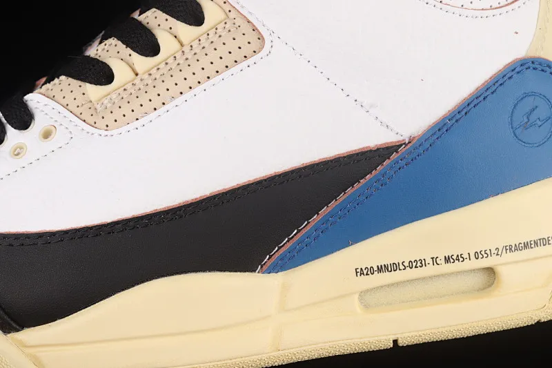 All categories Air Jordan Jordan series basketball shoes Air Jordan 3 Fragment Design x Air Jordan 3 AJ3 Joe 3 Hiroshi Fujiwara white black blue Lightning joint DA3595-100
